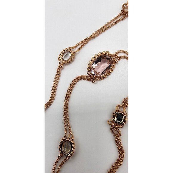 New Swarovski Rose Gold Fragment Multicolor Crystal Double Strand Necklace 2017 - Picture 16 of 16